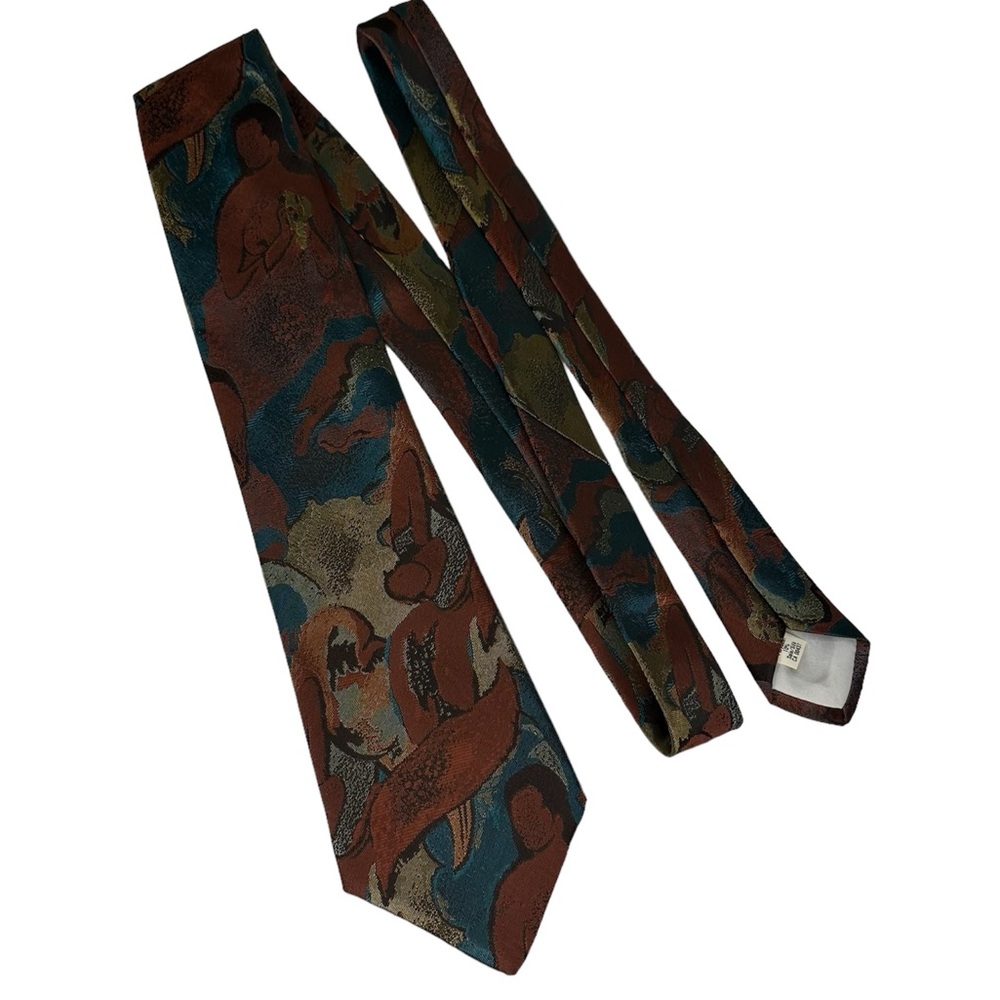 Jean Francois Men’s Abstract Brown Blue Neck Tie
